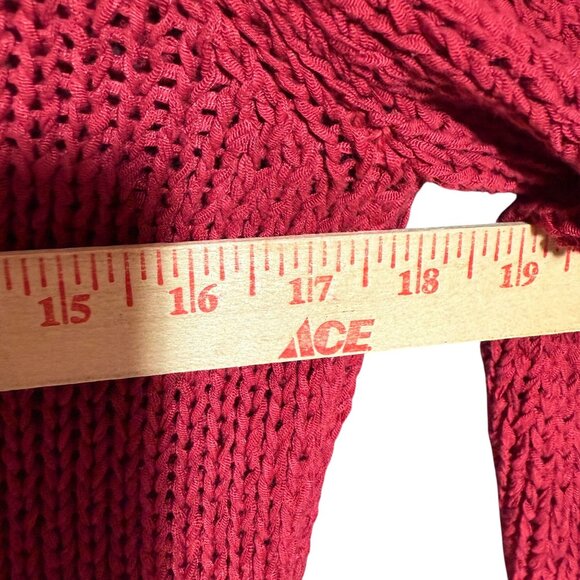 Pure Hand Knit Button Front Cardigan Sweater Women's Size XS/Small Red hi low - Picture 6 of 6